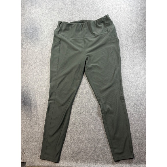 32 Degrees Pants - 32 Degrees Cool Womens XXL Ribbed Leggings Dark Green High Rise Activewear